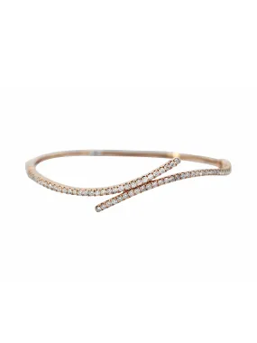 1.15ct Diamond 18K Gold Bypass Bangle Bracelet