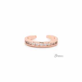 3mm CZ Paved Band Toe Ring - Rose Gold