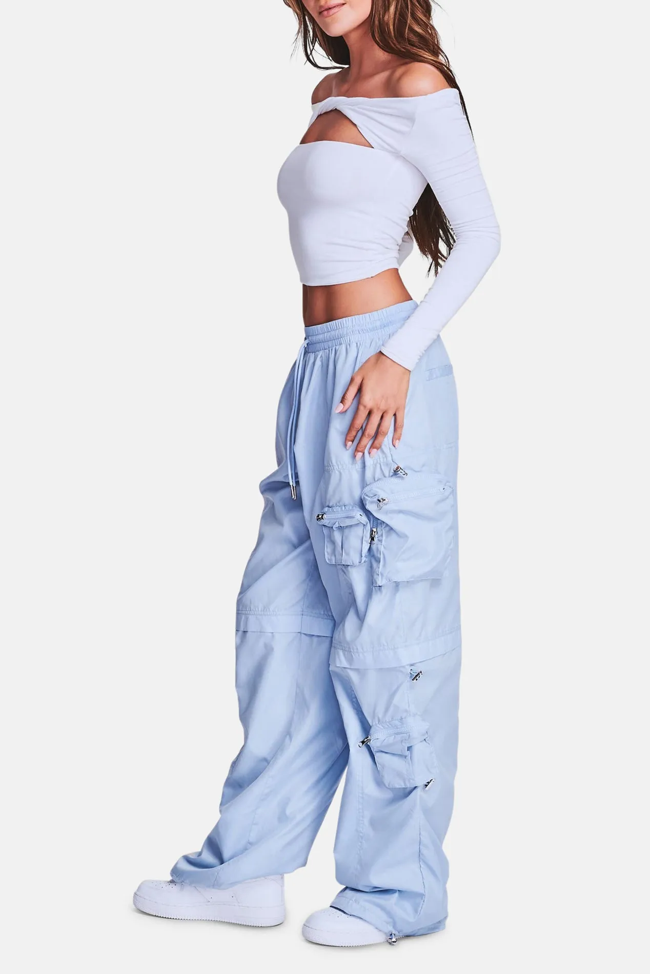 Alba Ruched Cargo Pant Light Blue