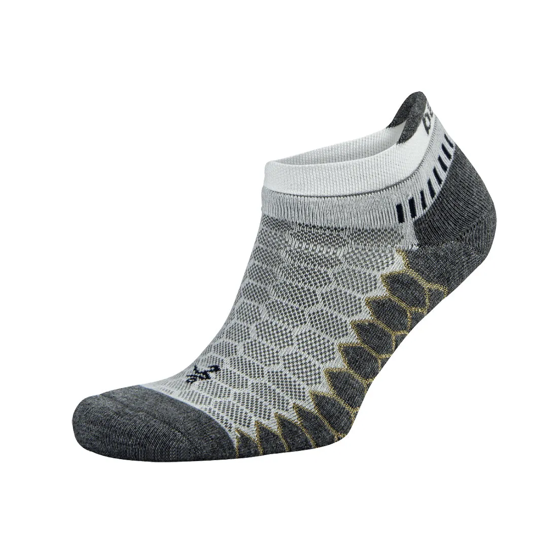 All Gender Silver No Show Running Socks - White/Grey