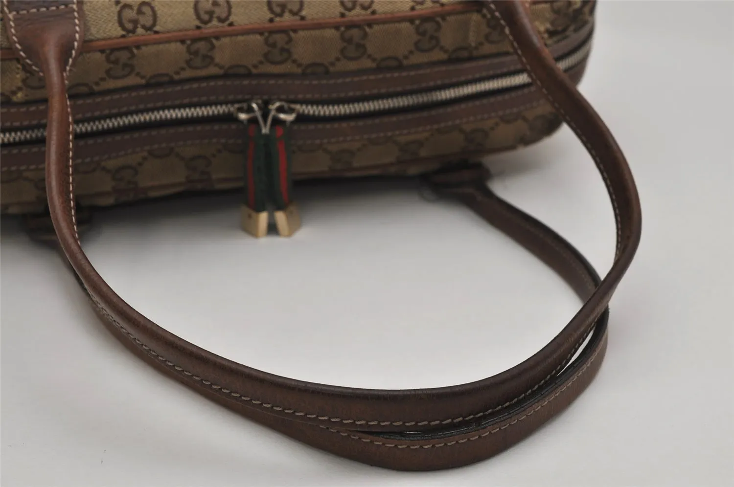 Auth GUCCI Web Sherry Line Princy Shoulder Bag GG Canvas Leather Brown 0362K