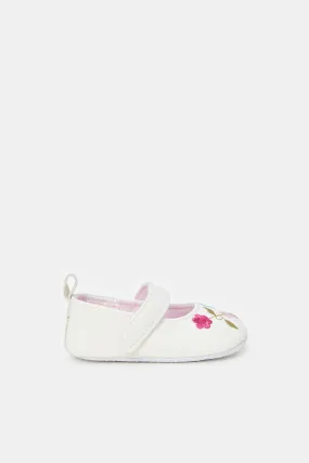 Baby White Velcro Pram Shoe