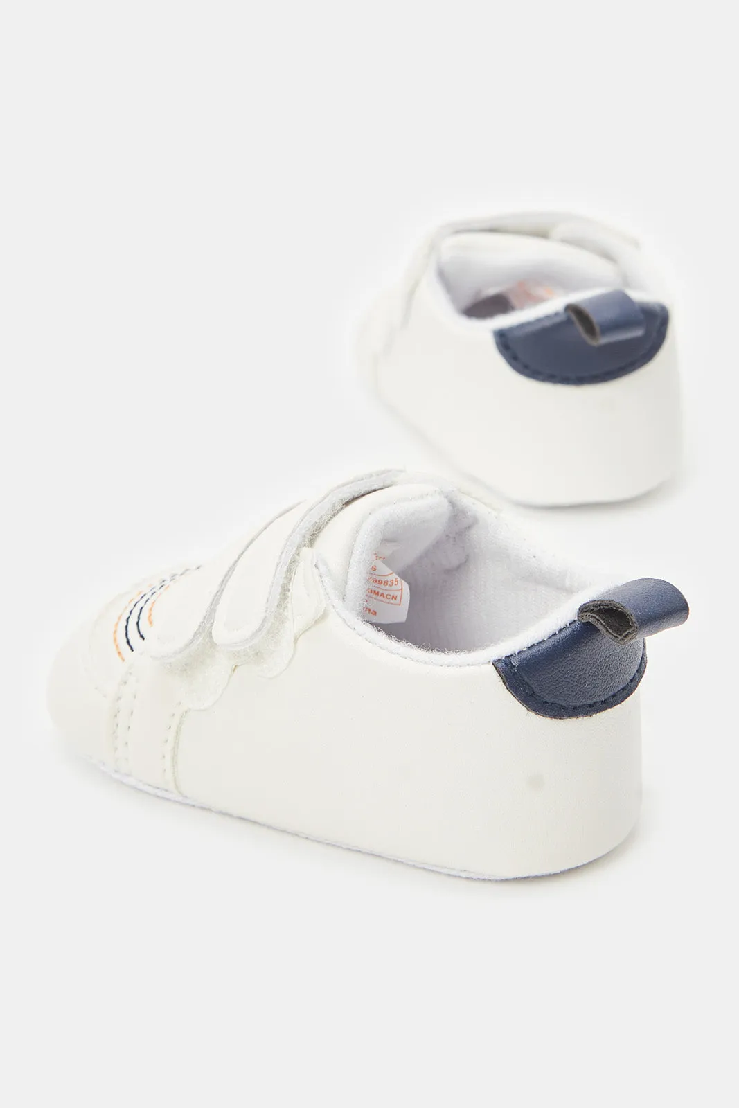 Baby White Velcro Strap Pram Shoes