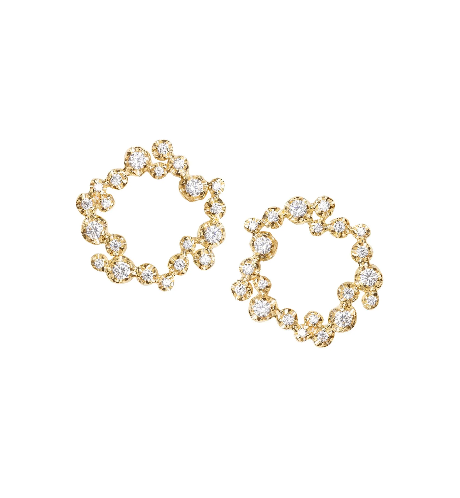 Big Circle Nr 01 18K Gold, Whitegold or Rosegold Earrings w. Diamonds