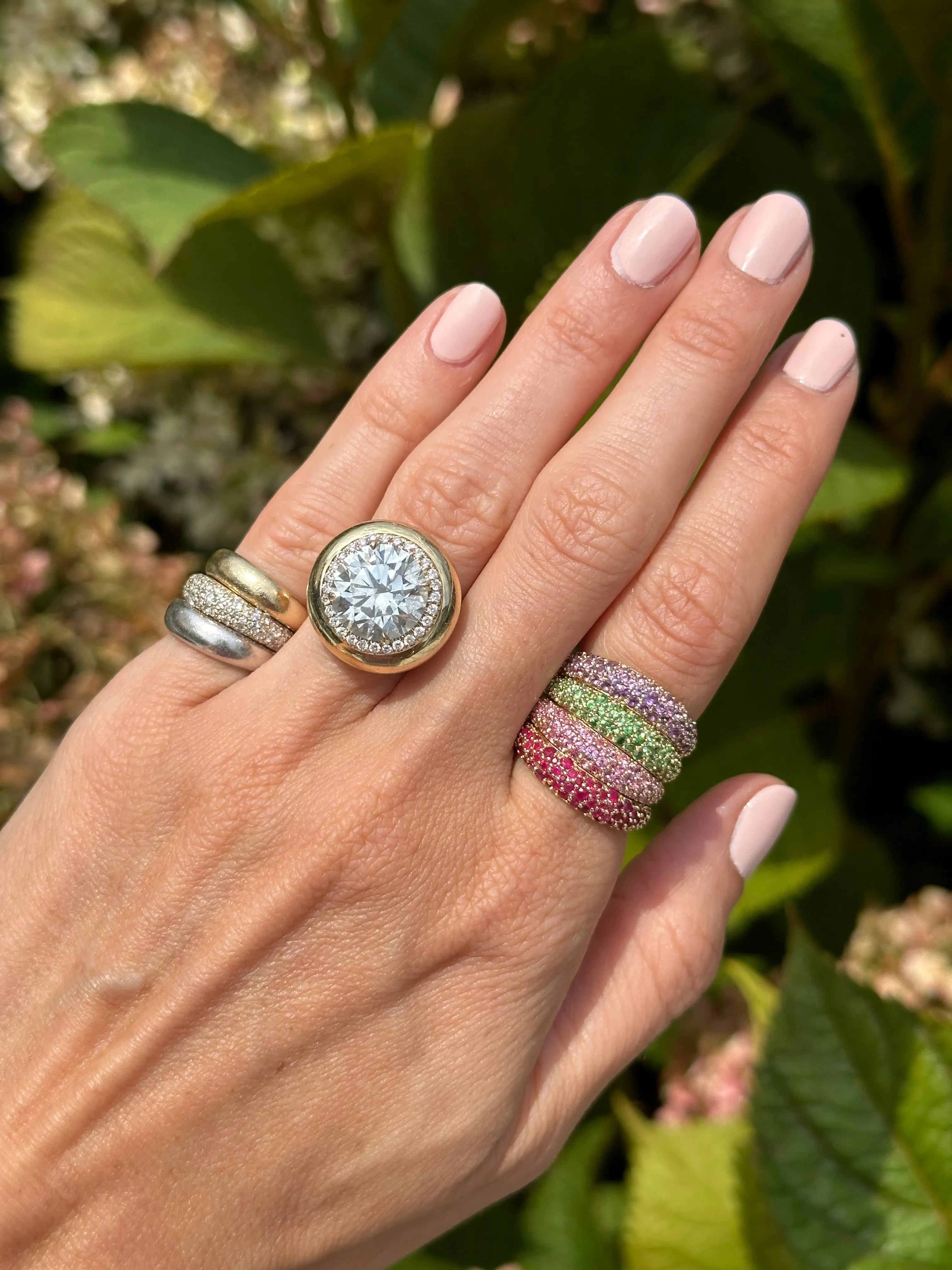 Blue Sapphire Pave Stack Ring