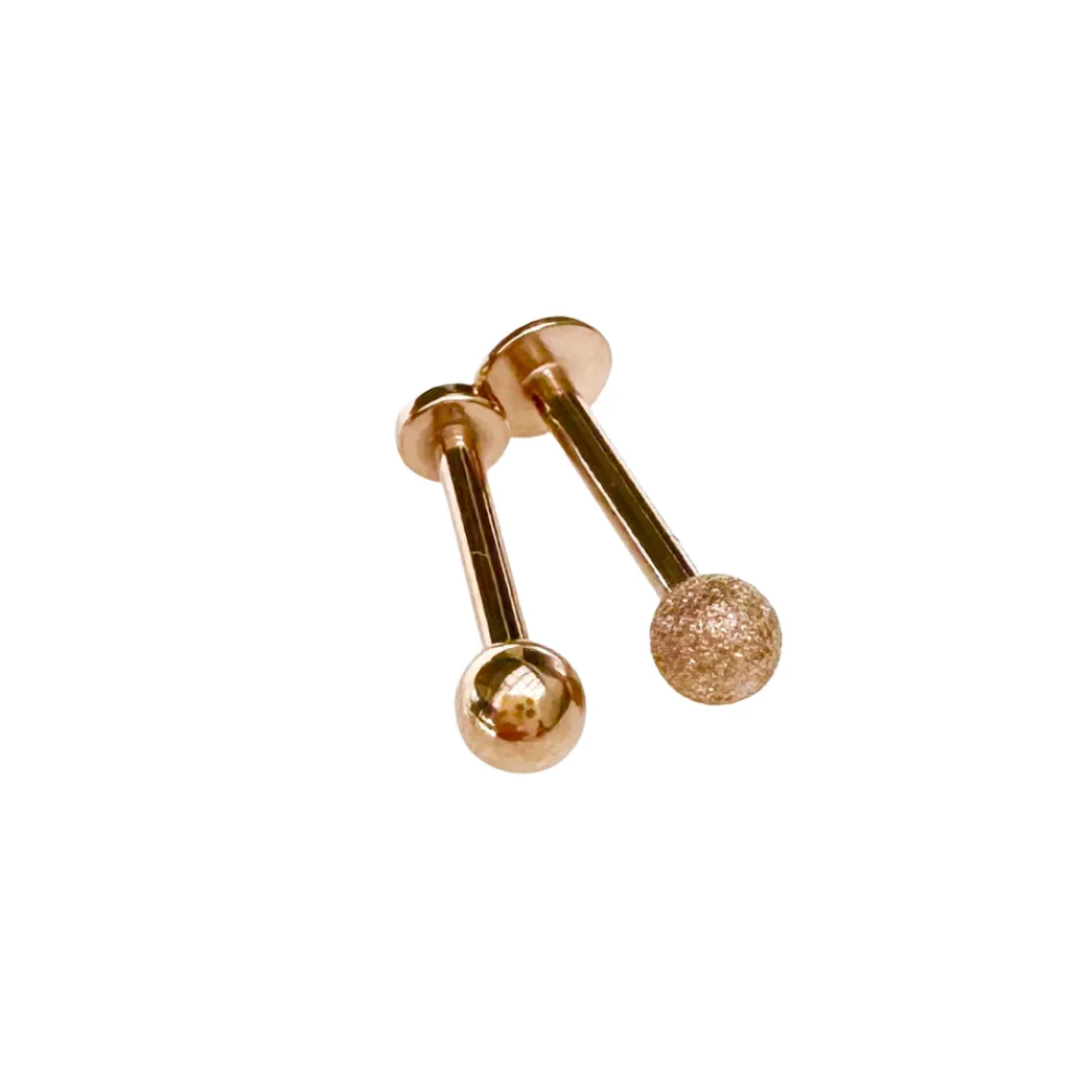 Brushed Ball Rose Gold Flat Back Earring