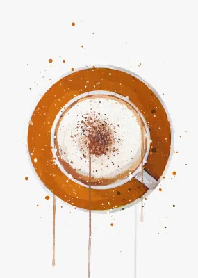 Coffee Wall Art Print 'Cappuccino Orange'