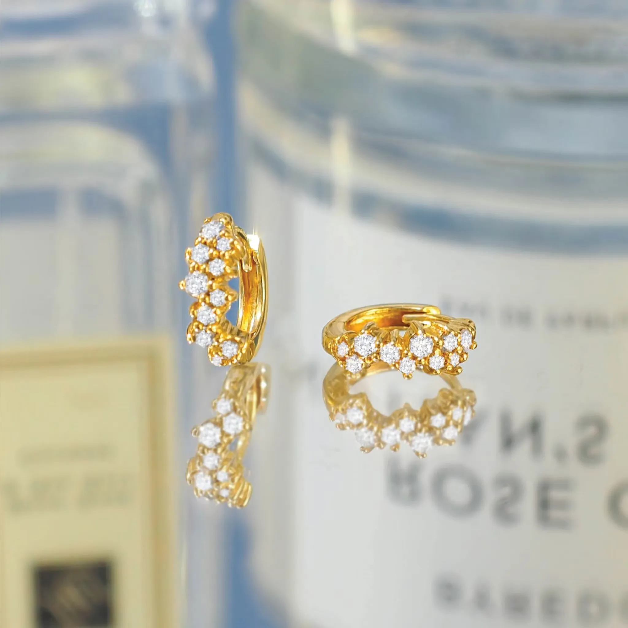 Crystal Snowflakes Huggie Hoop Earrings