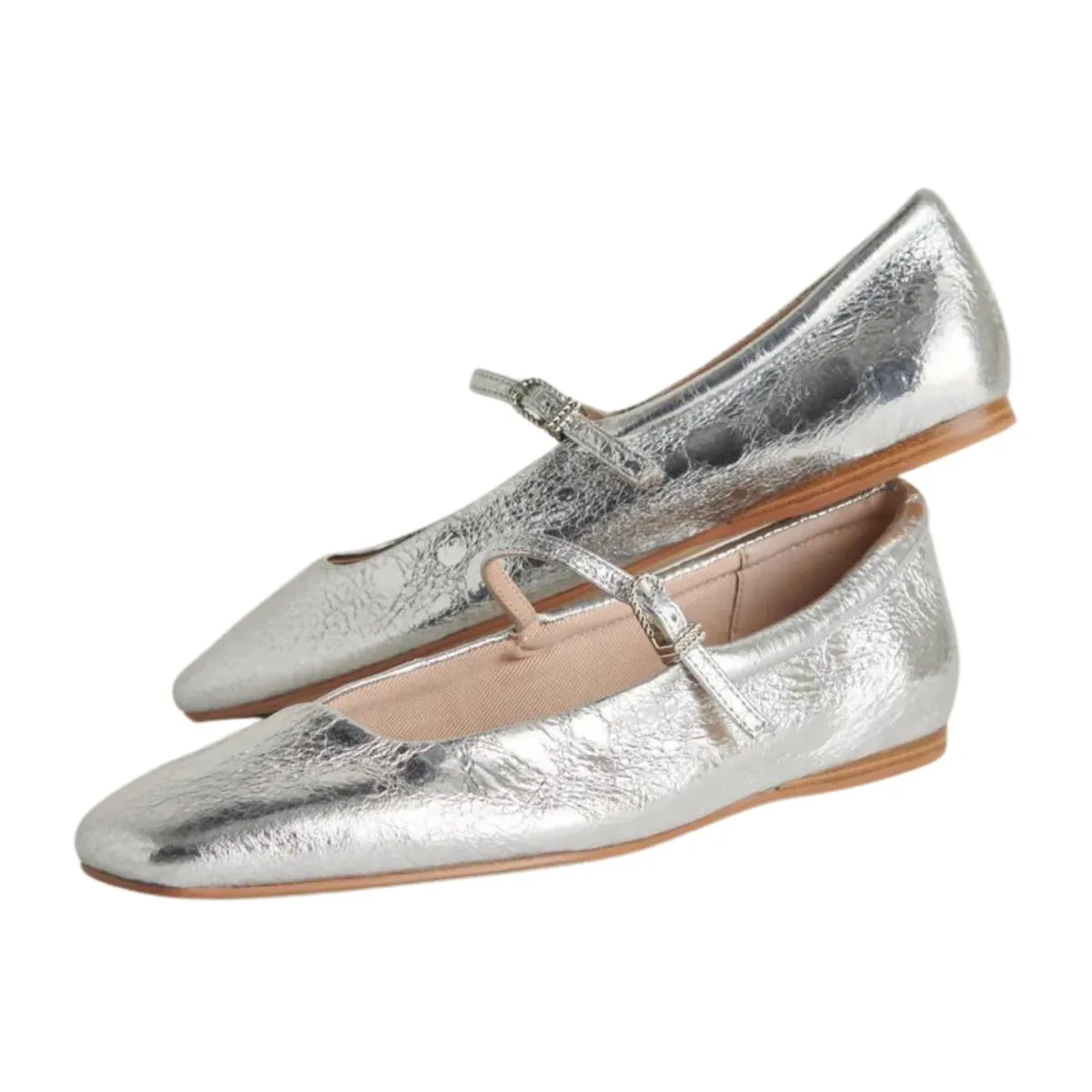 Dolce Vita Women's Reyes Ballet MJ Silver Distressed Leather