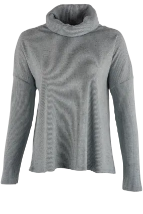 Dylan Grey Fuzzy Flecked Cowl Neck Top