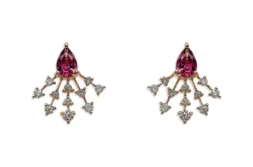 Earrings 18kt Gold Pear Tourmaline & Diamonds Stardusts