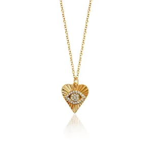 Evil Eye Heart Necklace - Gold Filled