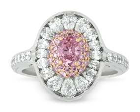 Fancy Vivid Pink and White Diamond Ring