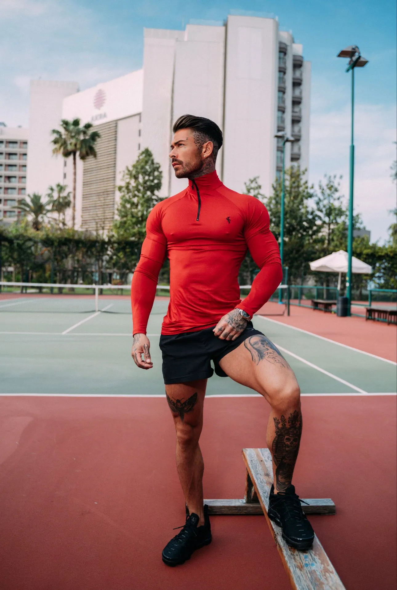 Father Sons Long Sleeve Red Half Zip Gym Top - FSH752