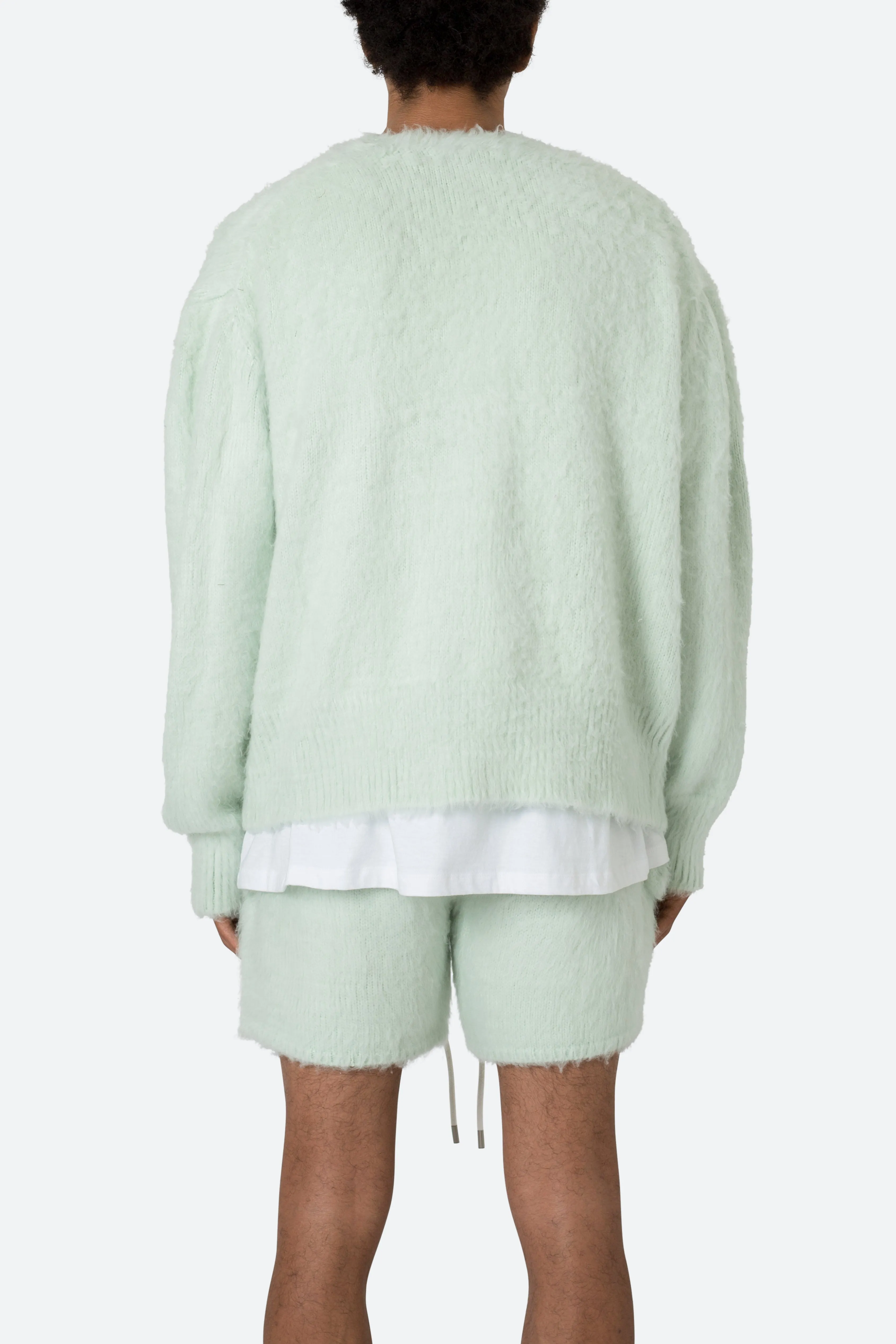 Fuzzy Cardigan Sweater - Mint