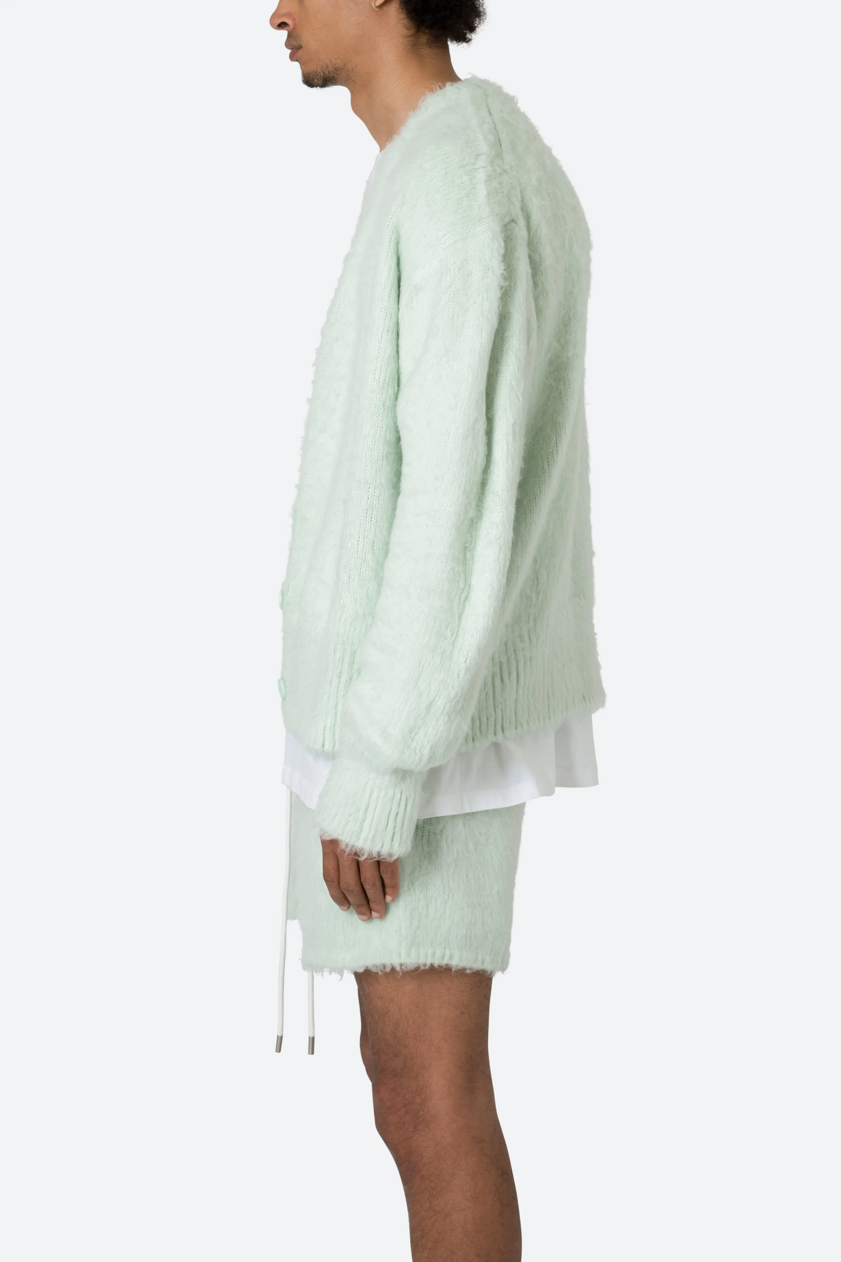 Fuzzy Cardigan Sweater - Mint