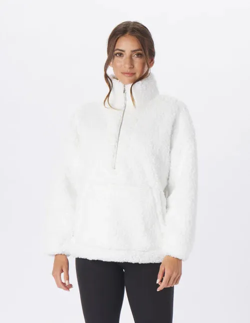 Glyder Women's Quarter Zip Sherpa Jacket - White