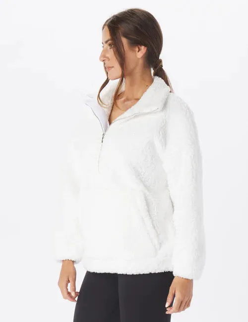 Glyder Women's Quarter Zip Sherpa Jacket - White