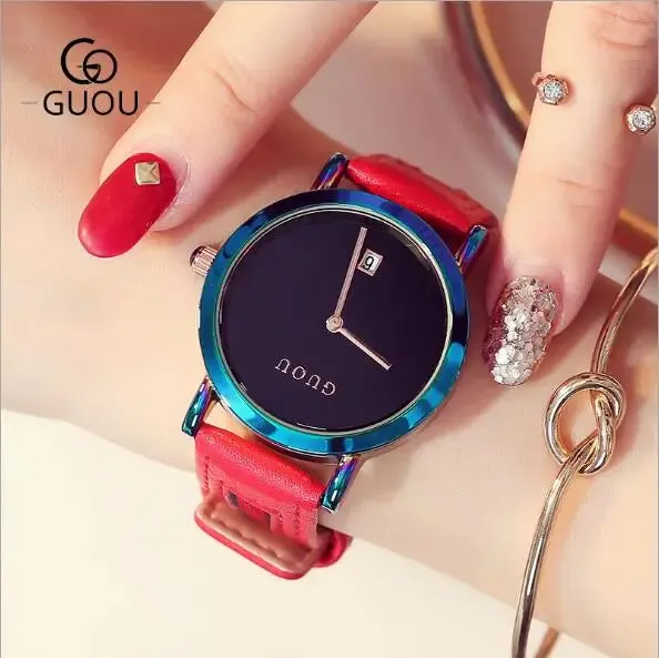 GUOU Luxury Women's Watches Stainless Steel Colorful straps Purple Women Watches Fashion Ladies watch reloj mujer zegarek damski