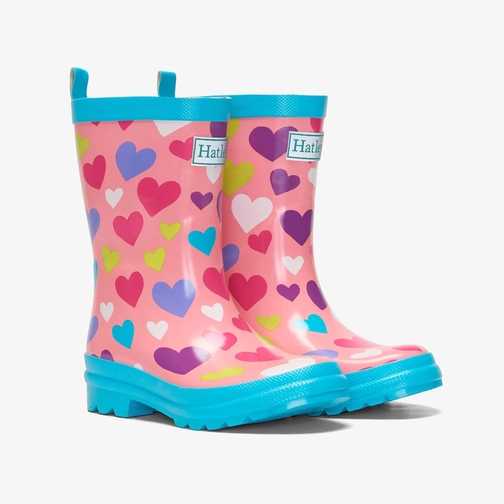 Hatley Colourful Hearts Shiny Rain Boots