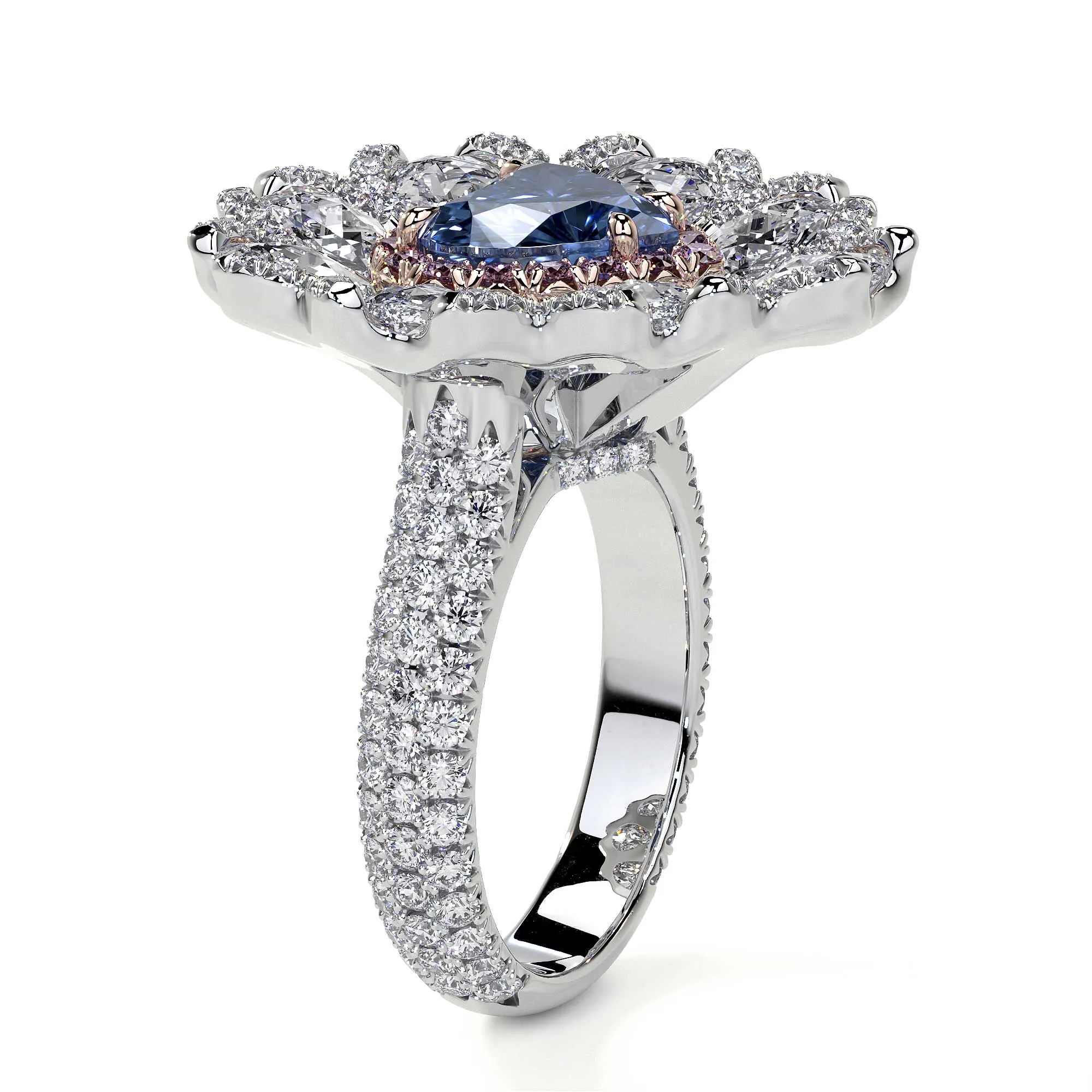 Heart Shaped Blue Diamond Ring