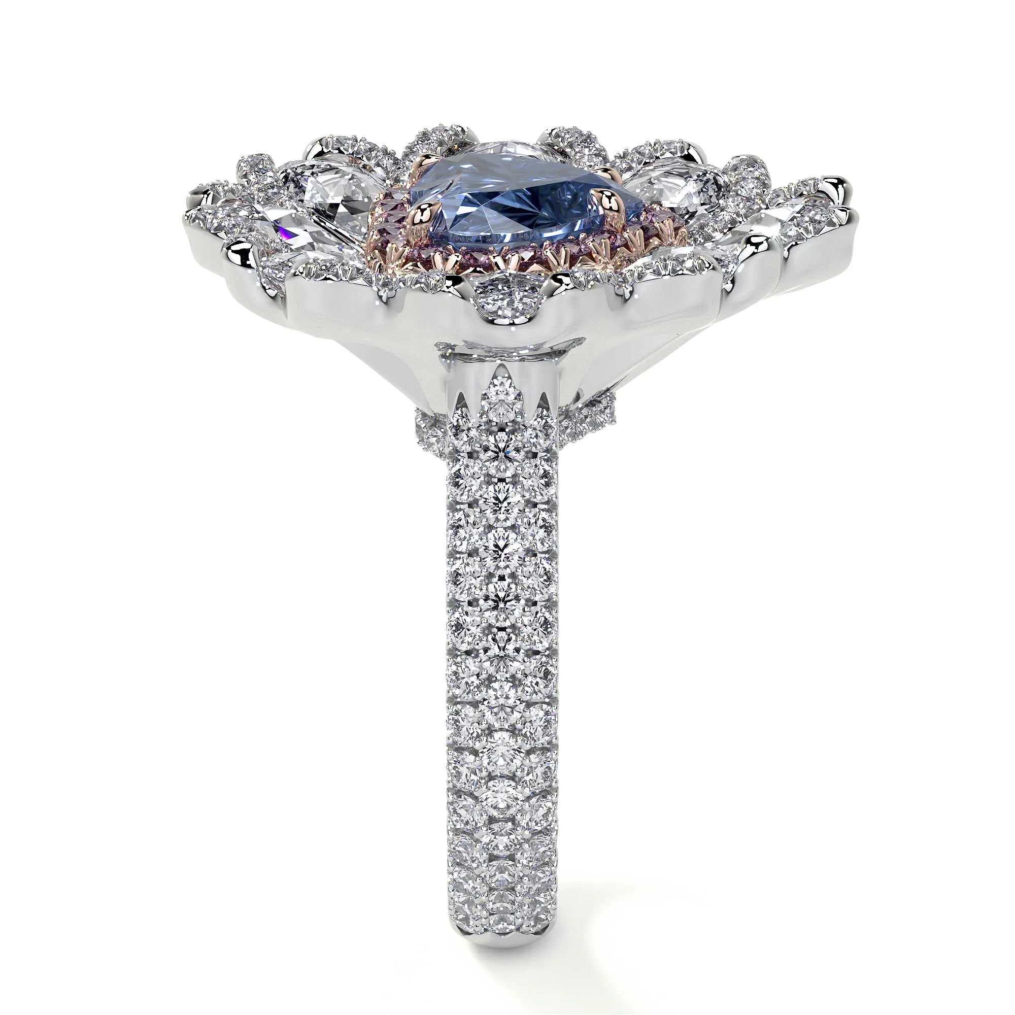 Heart Shaped Blue Diamond Ring