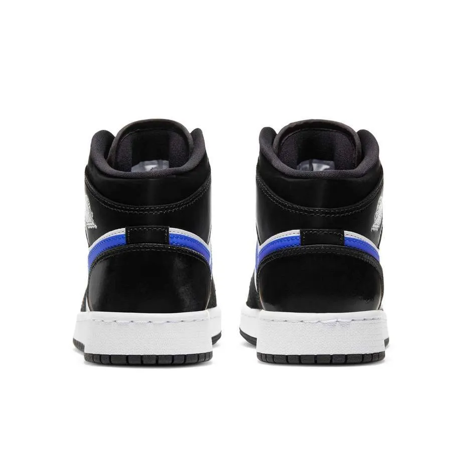 JORDAN 1 MID BLACK RACER BLUE WHITE (GS)