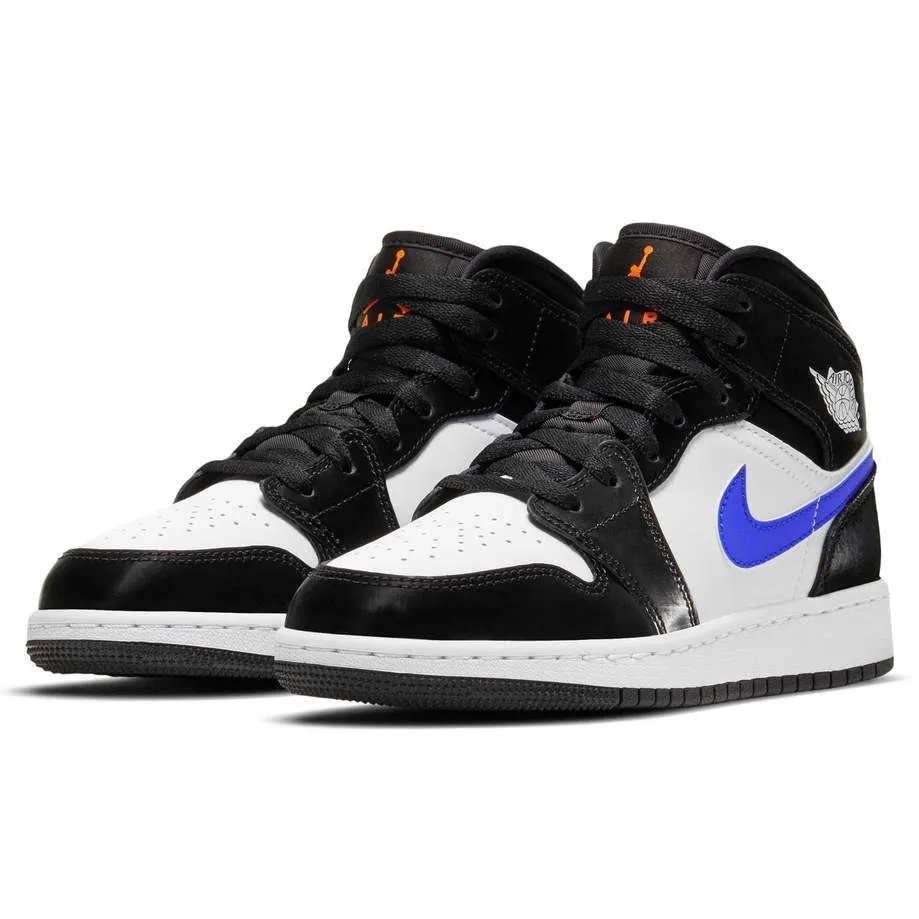 JORDAN 1 MID BLACK RACER BLUE WHITE (GS)