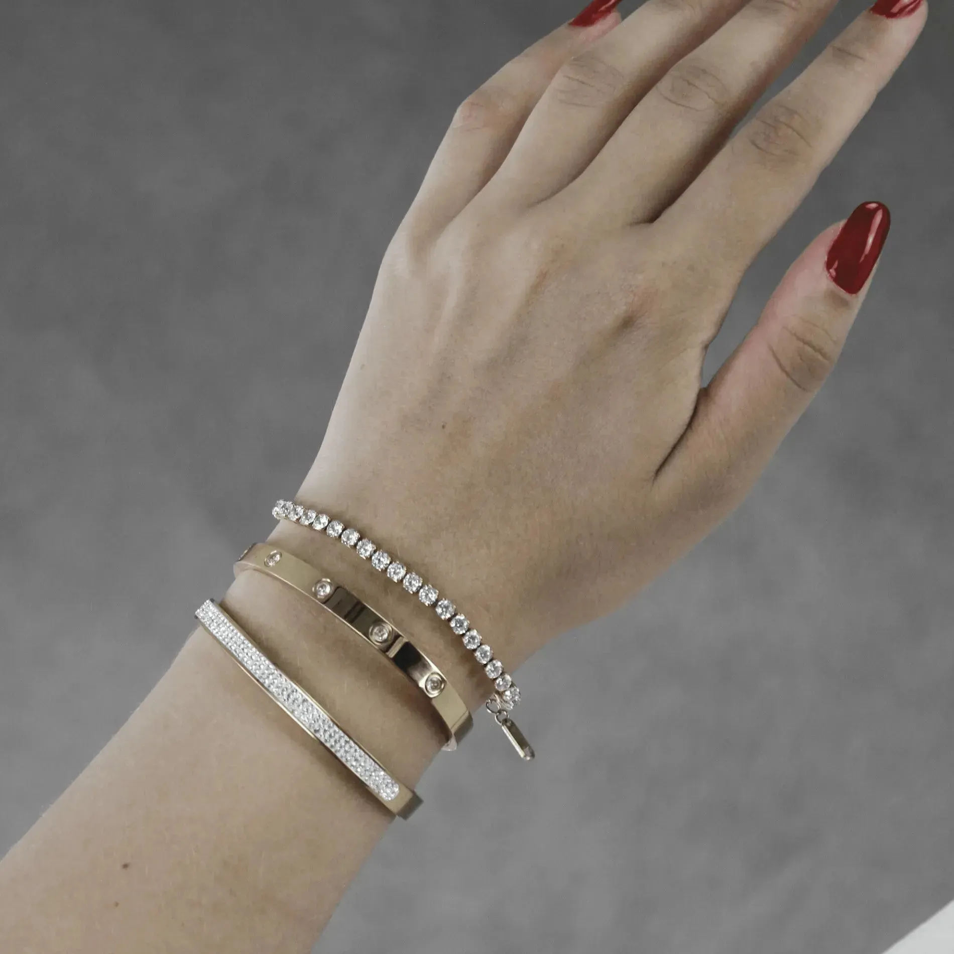 Joy Waterproof Bangle CZ White Shiny