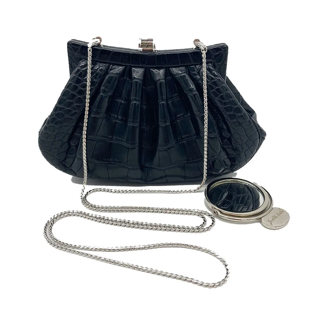 Judith Leiber Black Alligator Mini Evening Bag