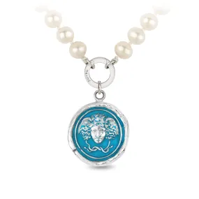 Medusa Knotted Freshwater Pearl Necklace - Capri Blue