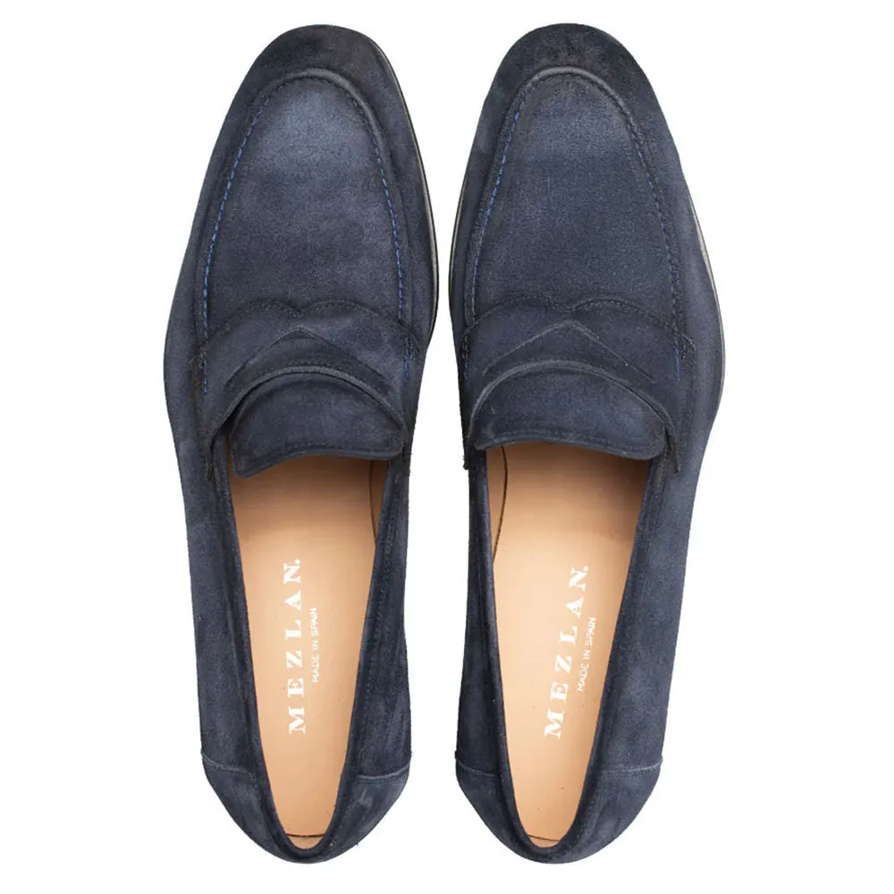 Mezlan Caro Navy Suede Leather Penny Loafers