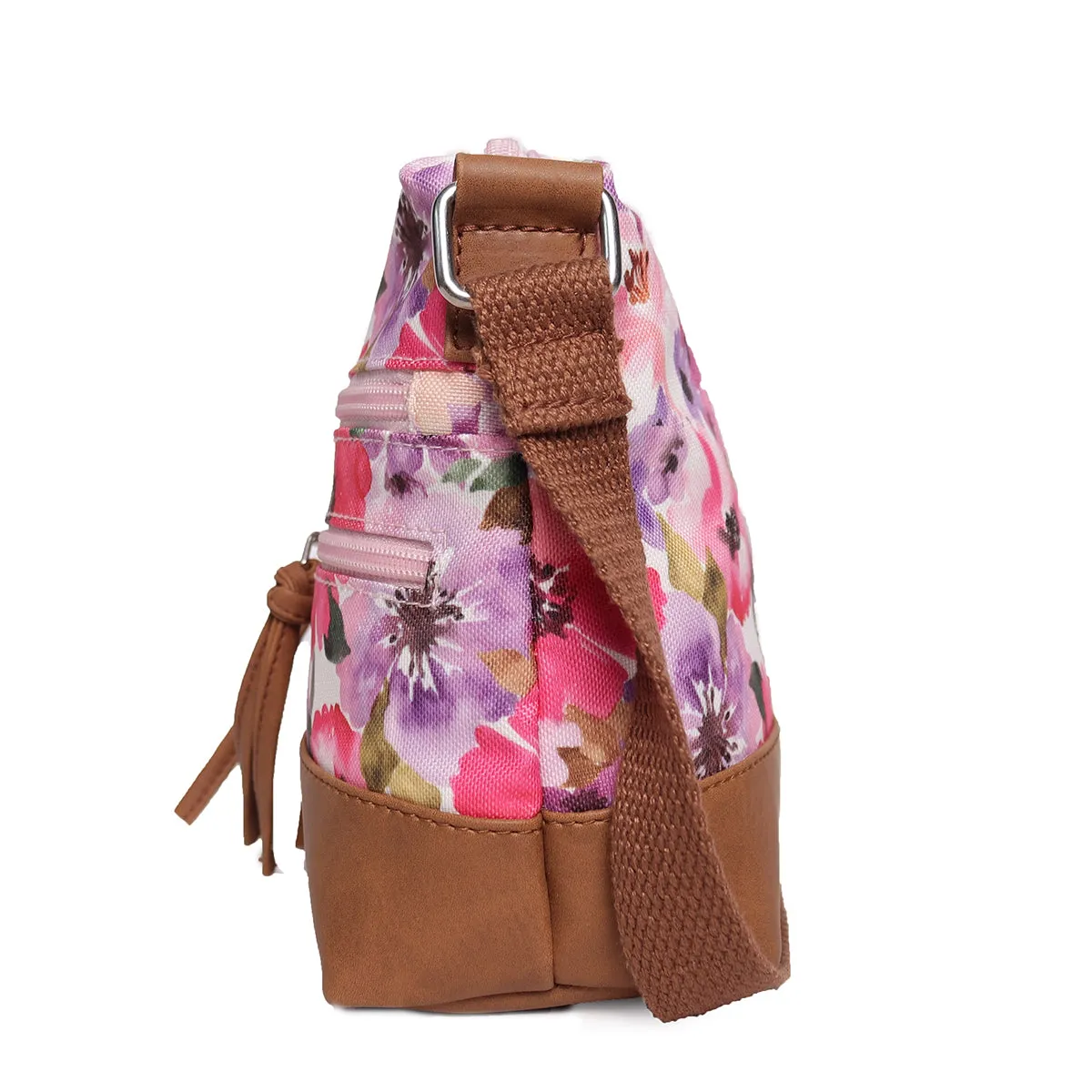 Multi Colour Polyester Fabric Crossbody Sling/Travel Pouch With Cotton Webbing  Handle