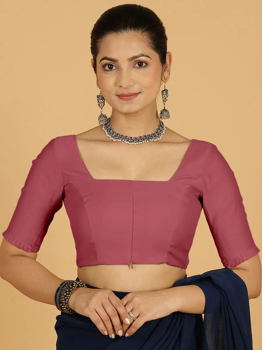 Nihira x Rozaana | Elbow Sleeves Saree Blouse in Rose Pink