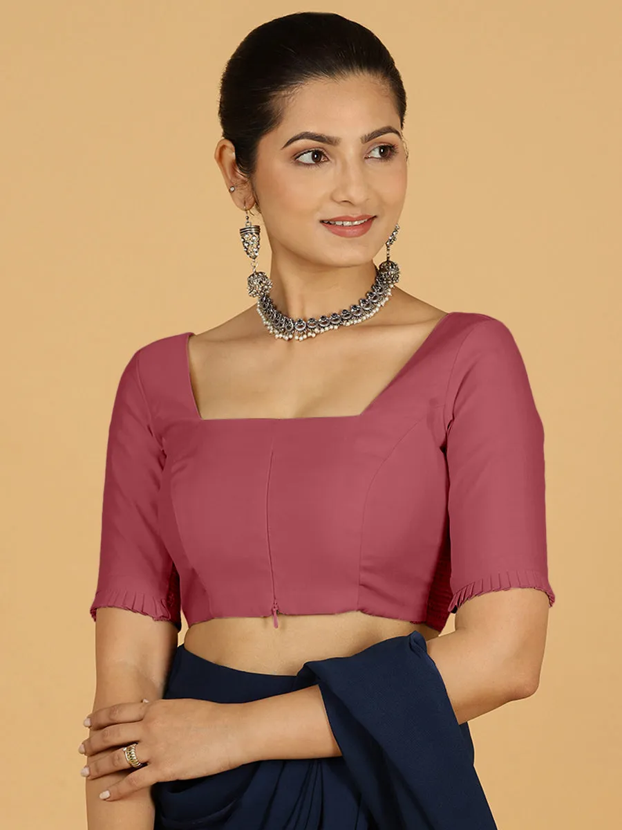 Nihira x Rozaana | Elbow Sleeves Saree Blouse in Rose Pink