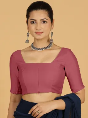 Nihira x Rozaana | Elbow Sleeves Saree Blouse in Rose Pink