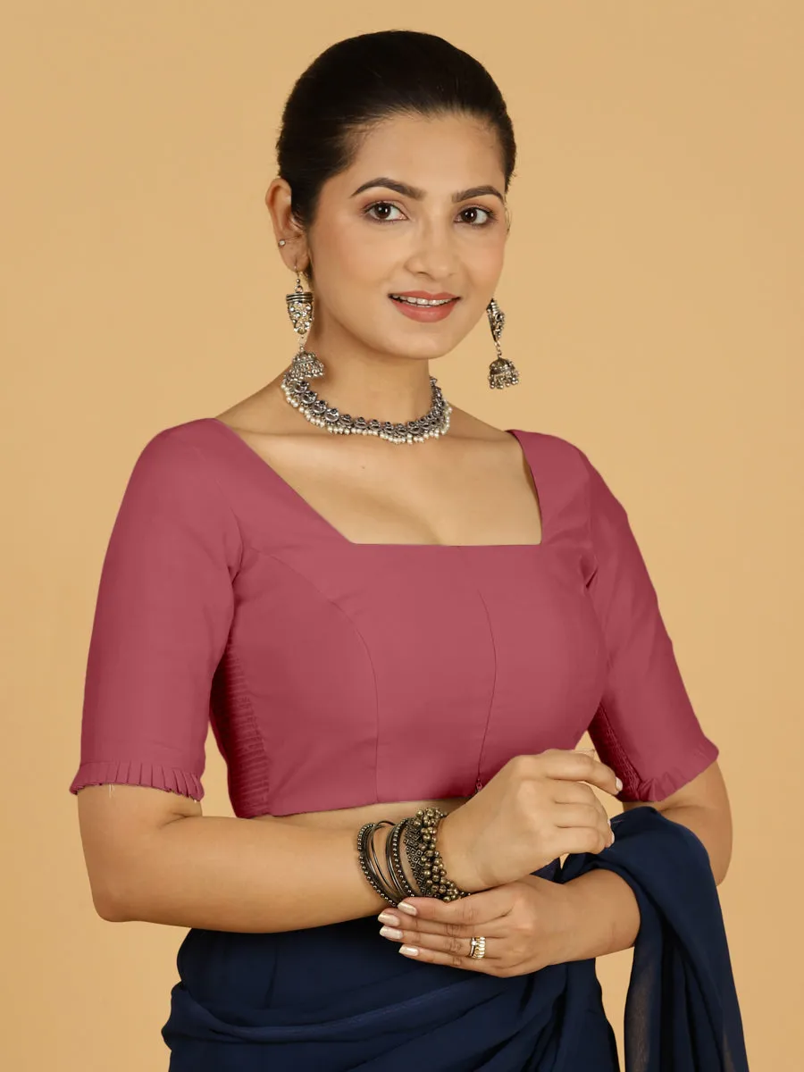 Nihira x Rozaana | Elbow Sleeves Saree Blouse in Rose Pink