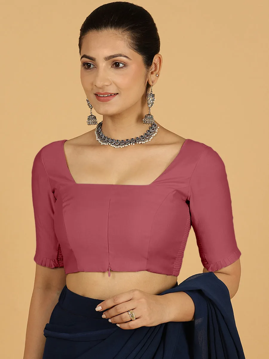 Nihira x Rozaana | Elbow Sleeves Saree Blouse in Rose Pink