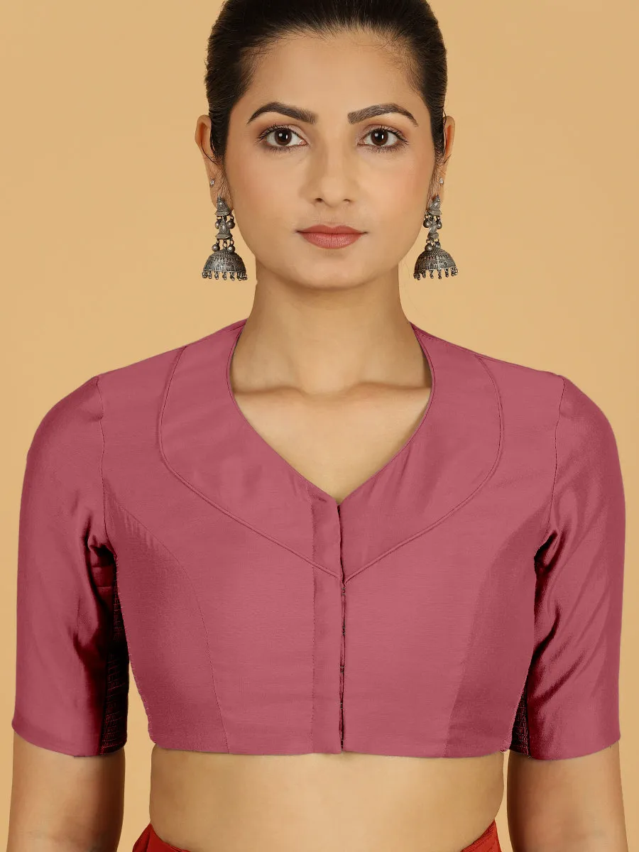 Pallavi x Rozaana | Elbow Sleeves Saree Blouse in Rose Pink