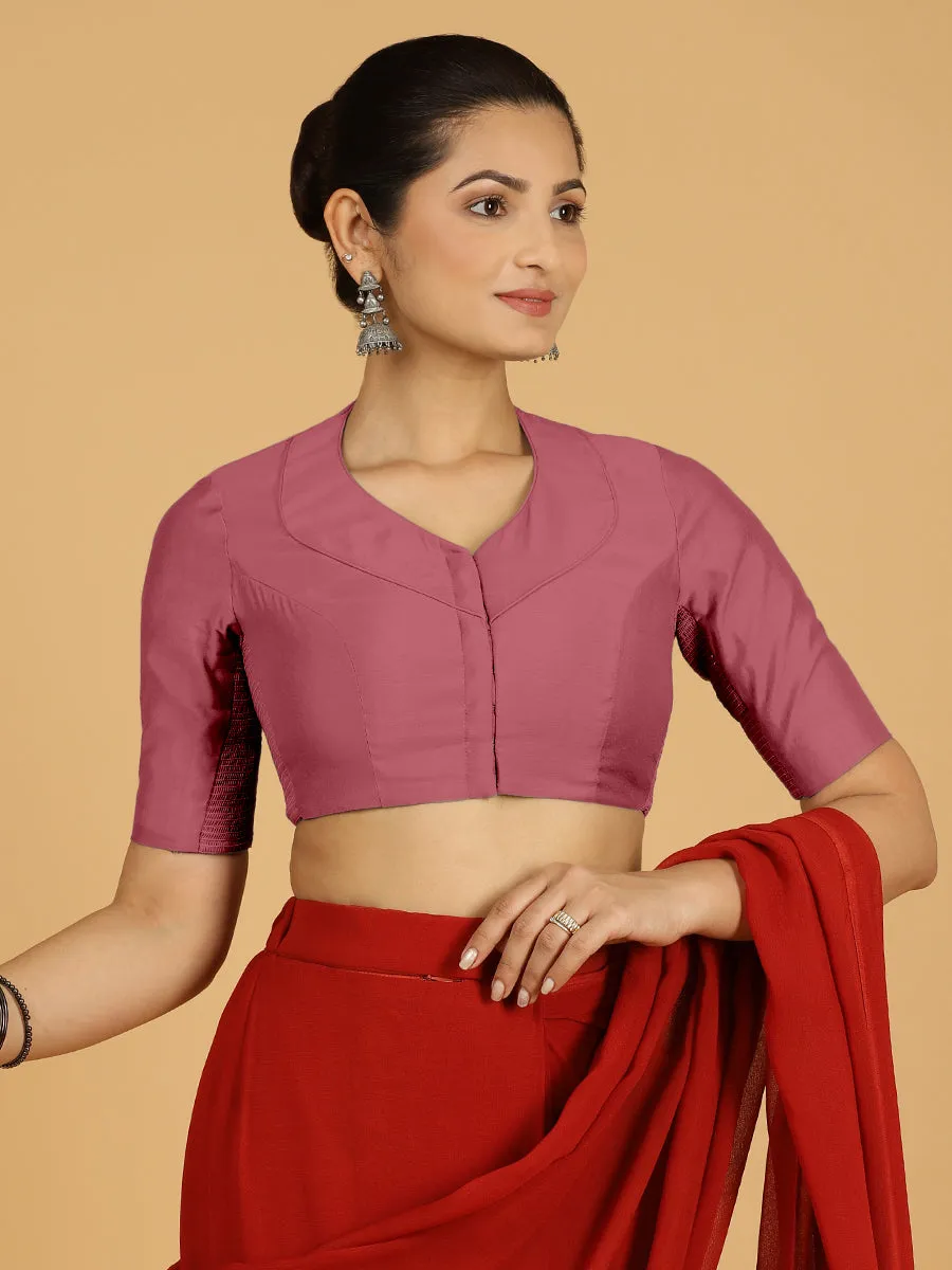 Pallavi x Rozaana | Elbow Sleeves Saree Blouse in Rose Pink