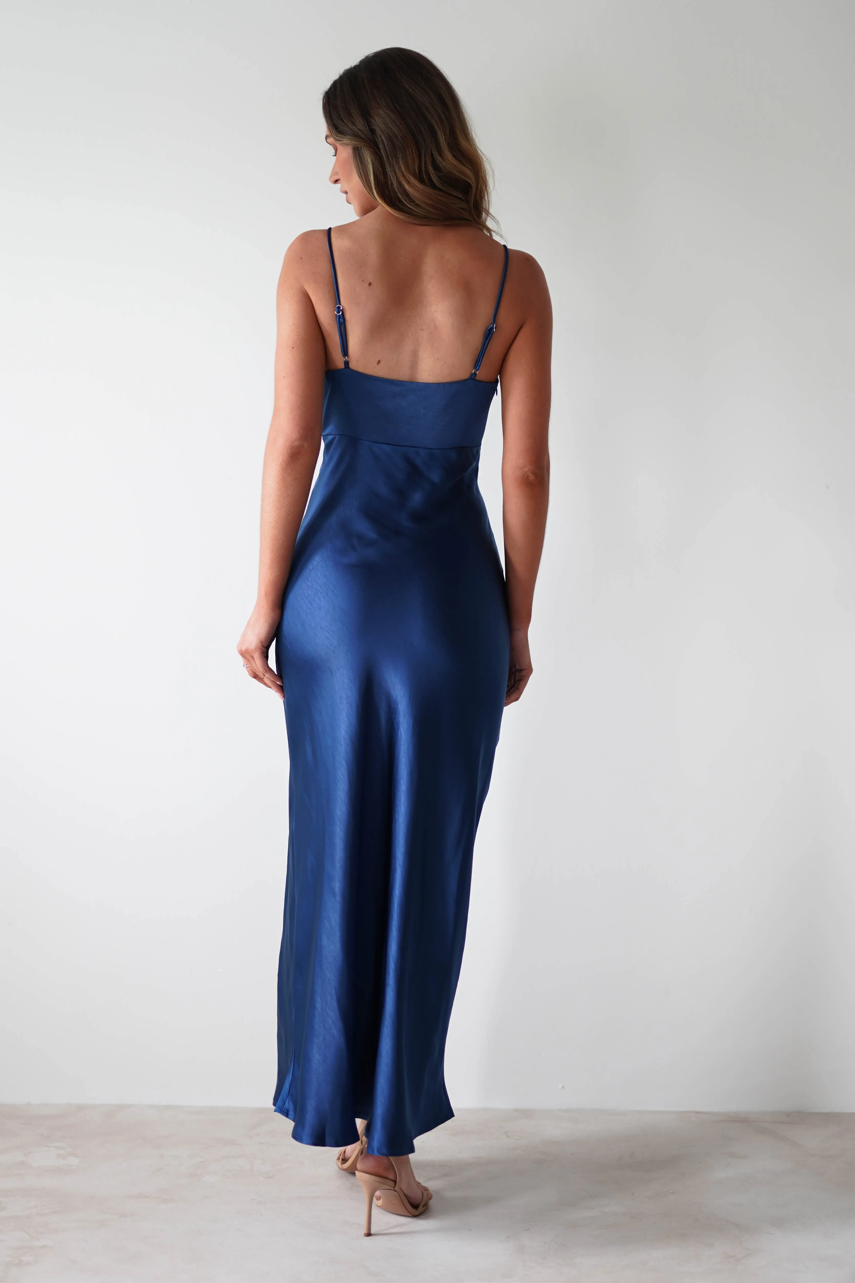 Pareesa Soft Satin Maxi Dress | Navy