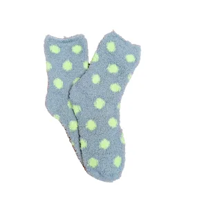 Polka Dot Fuzzy Socks from the Sock Panda (Lime Green/Green)