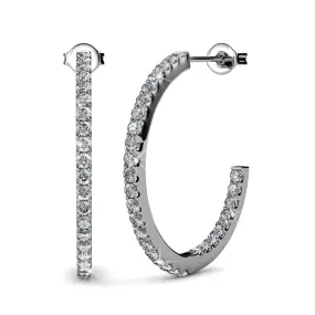 Rosalyn 18k White Gold Plated Hoop Crystal Earrings for Women