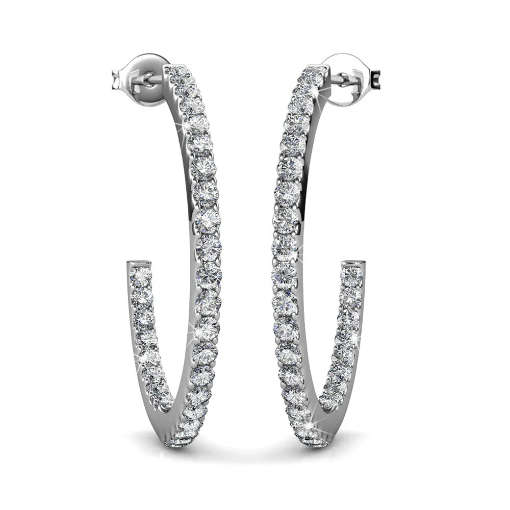 Rosalyn 18k White Gold Plated Hoop Crystal Earrings for Women