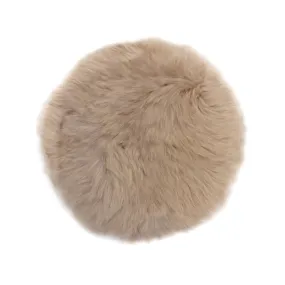 Round Chair Mat Long Wool - Linen - 37cm Diameter - Australian Merino Sheepskin