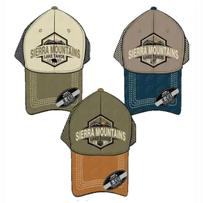 Souvenir Ball Cap Mountaineer Mesh, Lake Tahoe, Navy, Olive, Brown