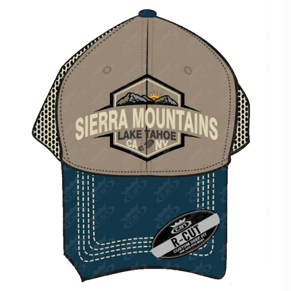 Souvenir Ball Cap Mountaineer Mesh, Lake Tahoe, Navy, Olive, Brown