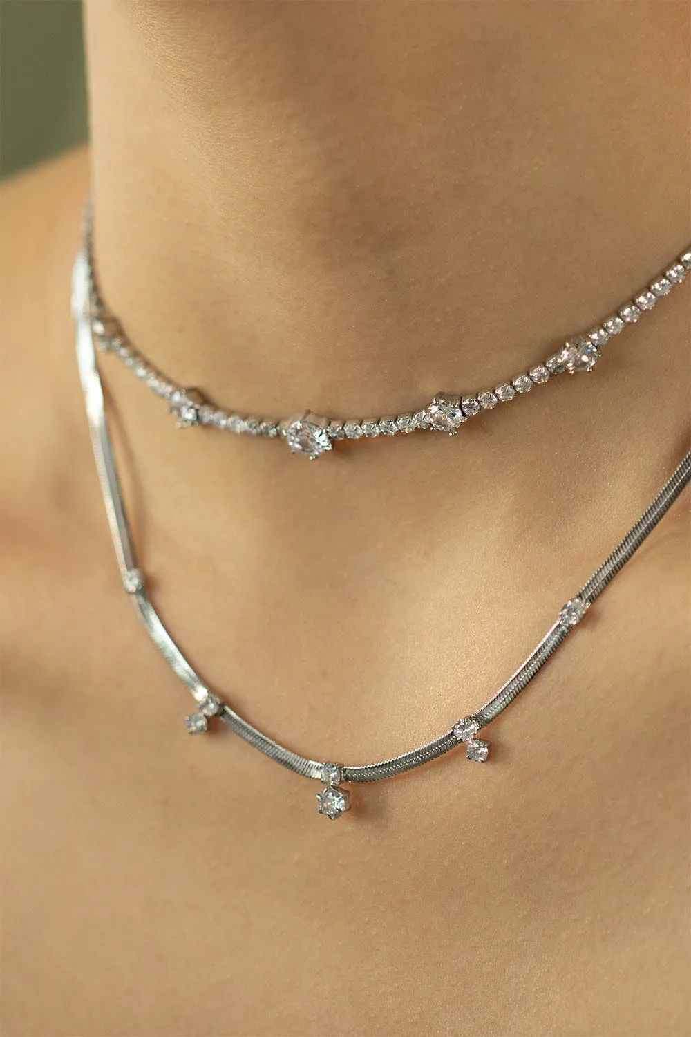 Sparkle Tennis Necklace Silver