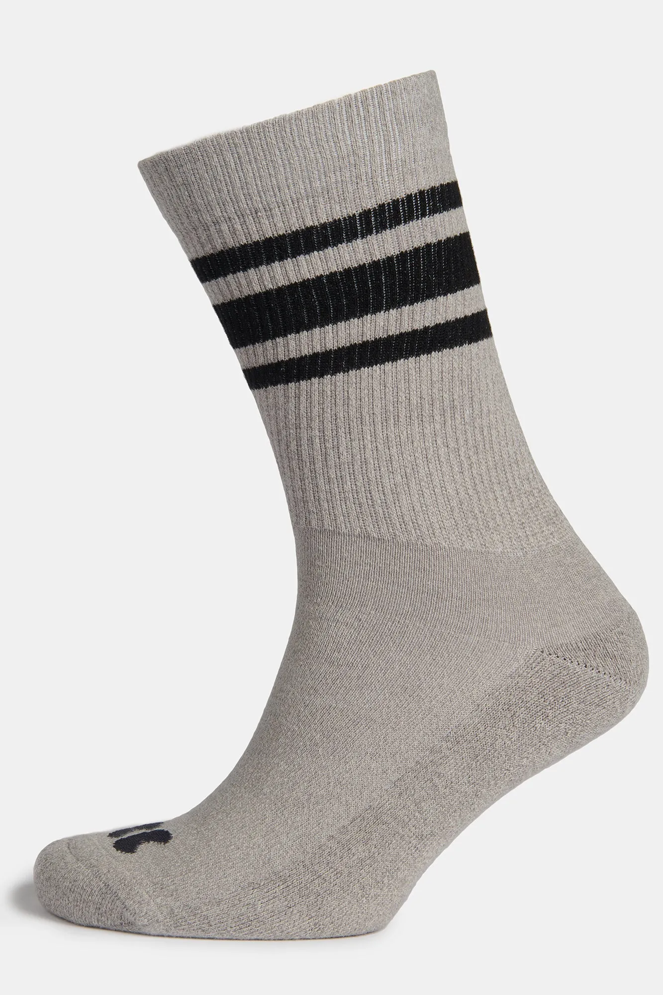 Sports Cotton Sock Calf 3 Pack - Grey/Black Stripe