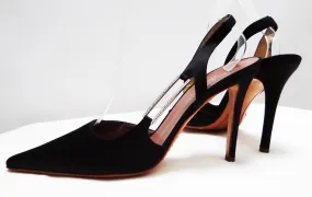 Valentino Stiletto Evening Shoes in Black Satin with Diamante Buckle, EU40